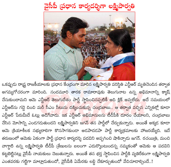 ysr congress party,ysr congress party president jagan mohan reddy,ycp secretaty laxmi parwathi,laxmi parwathi with jagan,laxmi parwathi vs chandra babu naidu,laxmi parwathi with ntr,laxmi parwathi with ntr sons  ysr congress party, ysr congress party president jagan mohan reddy, ycp secretaty laxmi parwathi, laxmi parwathi with jagan, laxmi parwathi vs chandra babu naidu, laxmi parwathi with ntr, laxmi parwathi with ntr sons